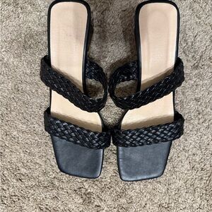 Elegant Black Braided Women's Sandals